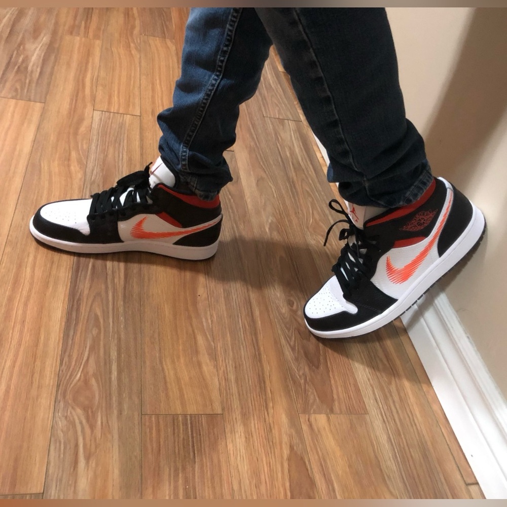 Nike Air Jordan Mid Black White Zigzag swoosh